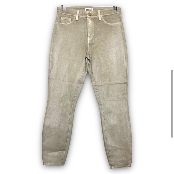 NEW L'AGENCE Margot High Waist Ankle Crop Glitter Coated Denim Skinny Jeans 30 - Picture 5 of 12